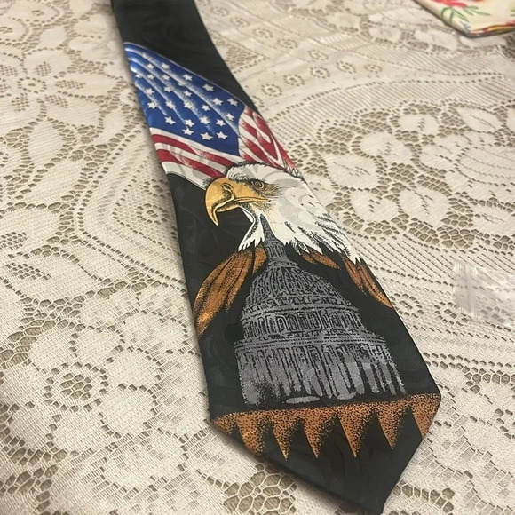 Steven Harris Patriotic American Tie with Eagle, Flag, & Capital Building - Picture 4 of 4